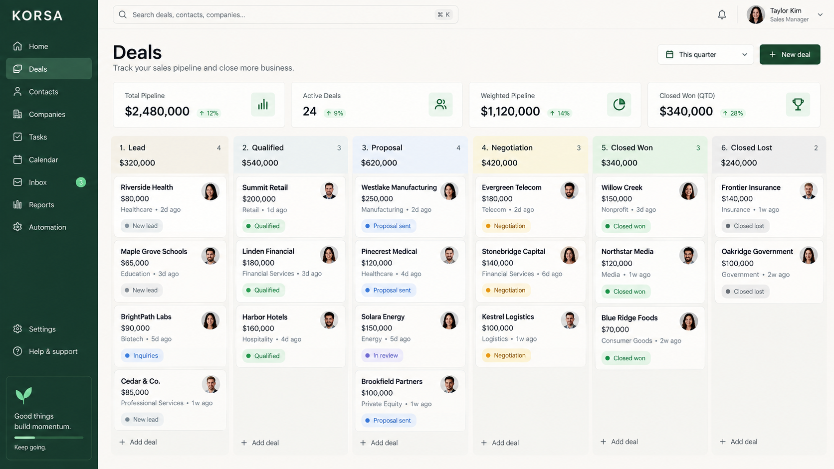 KORSA — CRM для продаж
